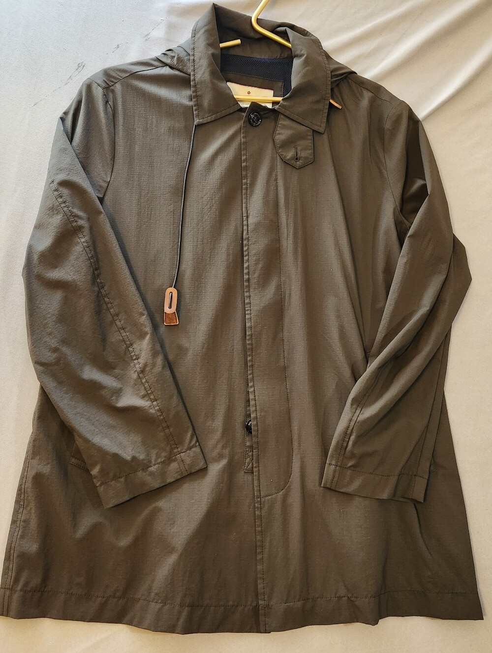 Men's Olive Green Lightweight Outdoors Trench Coat Parka